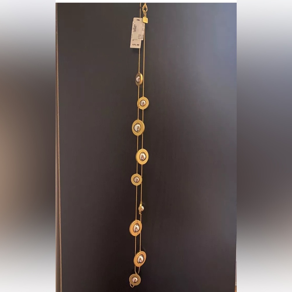 Vintage Anne Klein Gold Tone Necklace w/ Metal Spinning Marbles Nwt Lion Tag 34”